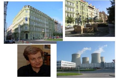 Sídlo SÚJB v Praze, jeho předsedkyně Ing. Dana Drábová, PhD a jedno z nejvýznamnějších jaderných zařízení v ČR, Jaderná elektrárna Temelín, pod kontrolou SÚJB
