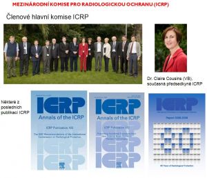 Členové hlavního výboru ICRP, její nedávno zvolená předsedkyně a ukázky některých ICRP publikací